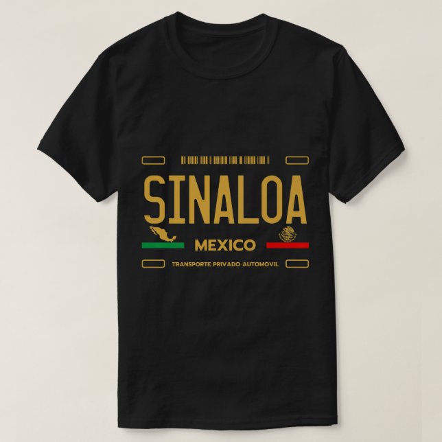 Camiseta Sinaloa México Licença Plate Aestética Sinaloa Pré (Frente do Design)