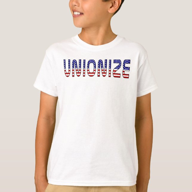 Camiseta Sindicalize-se em Cores da Bandeira dos EUA (Frente)