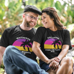 Camiseta Sindicato da Família Praia Fora de Sunset Tropical<br><div class="desc">Legal camisetas de férias de verão para uma família vestir num cruzeiro ilha. Apresenta uma bela palmeira em frente a um pôr do sol bonito rosa e roxo da praia. Camisetas personalizadas bonitas para sua viagem de verão à costa. Camisas de viagem costeira divertida para um cruzeiro.</div>