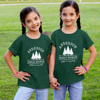 Camiseta Sindicato da Família Rustic Pine Trees Green Kid