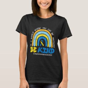 Camiseta Sindroma de Abaixo Consciência Seja Tipo Rainbow T