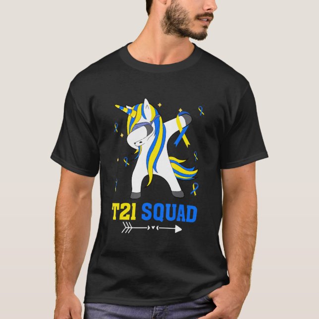 Camiseta Sindroma Inativo Sensibilização T21 Esquadrão Dabb (Frente)