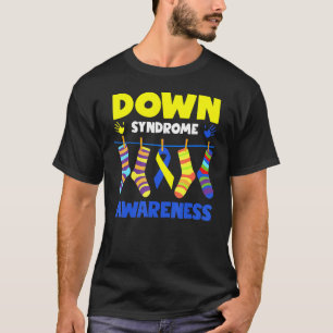 Camiseta Síndrome Abaixo Mãos Azuis E Amarelas