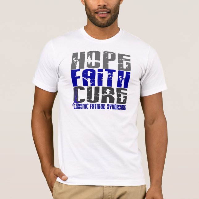 Camiseta Síndrome crônica da fadiga do CFS da cura de fé da (Frente)