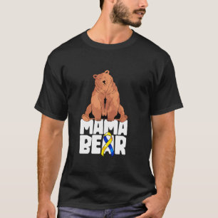 Camiseta Síndrome de Abaixo Fita Amarela Azul do Urso da Mã