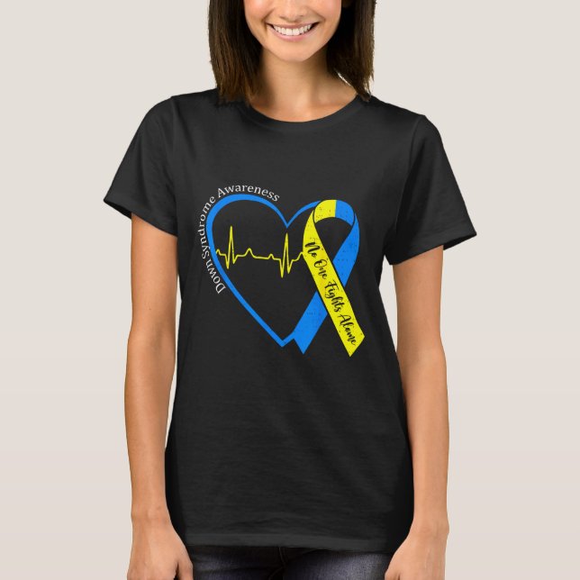 Camiseta Síndrome de coração para baixo conscientização tri (Frente)