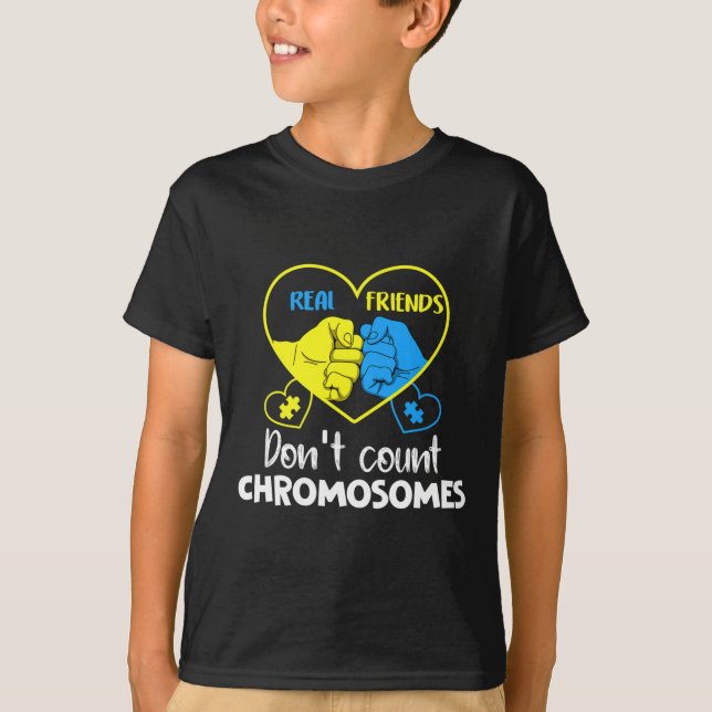 Camiseta Síndrome de Down Amigos de verdade não contam crom (Frente)