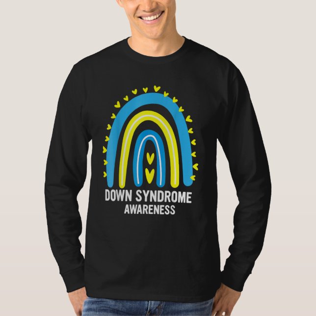 Camiseta Síndrome de Down Consciência Arco-Íris T21 Azul Am (Frente)