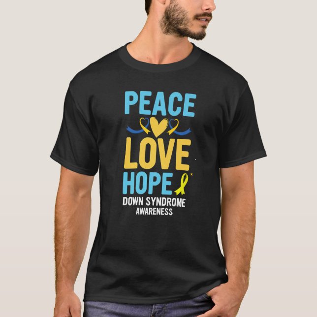 Camiseta Síndrome de Down Consciência Paz Esperança de Amor (Frente)