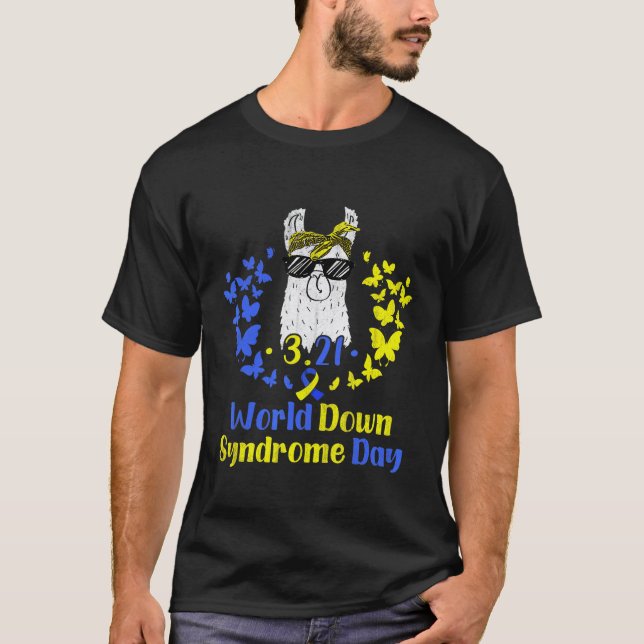 Camiseta Síndrome de Down Conscientização Borboleta LLama 2 (Frente)
