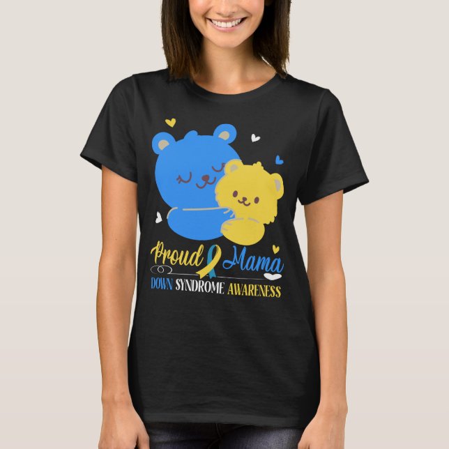Camiseta síndrome de down conscientização orgulhosa do urso (Frente)