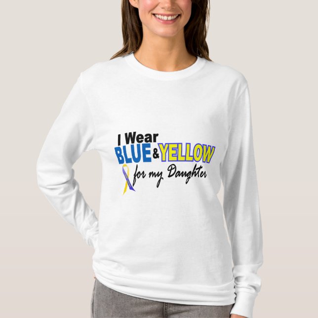 Camiseta Síndrome de Down eu visto azul & amarelo para (Frente)