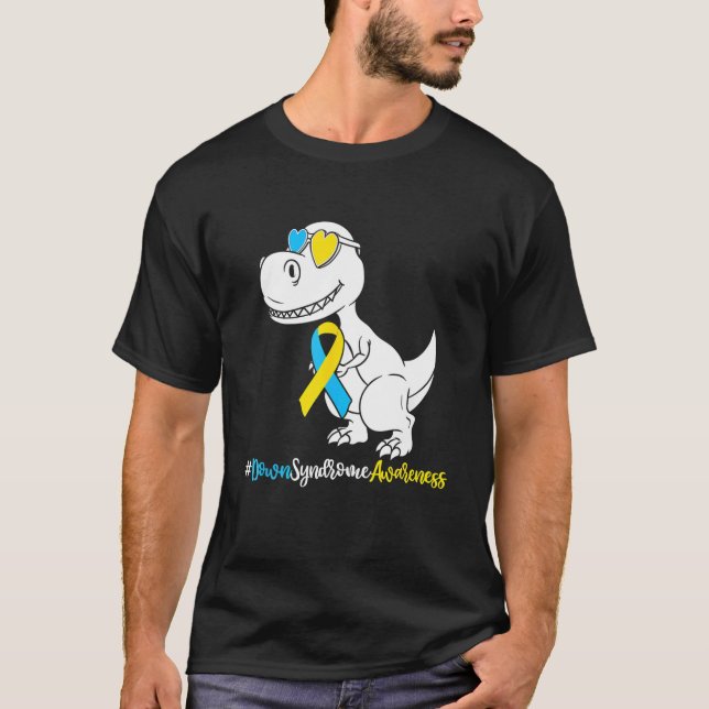 Camiseta Síndrome de Down T Rex Dinossaur, Meninos Trisomia (Frente)
