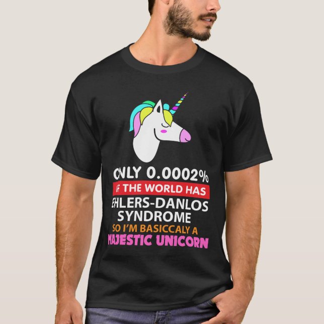 Camiseta Síndrome de Ehlers Danlos - unicórnio majestoso (Frente)