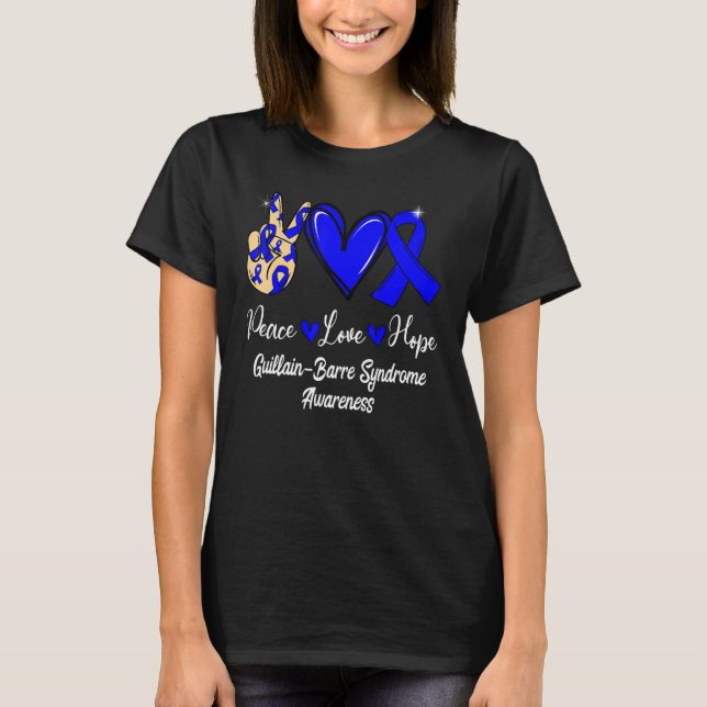 Camiseta Síndrome de Guillain Barre GBS Peace Love Hope Blu (Frente)