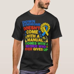 Camiseta Síndrome Engraçada Para Baixo Amarelo E Azul Fit