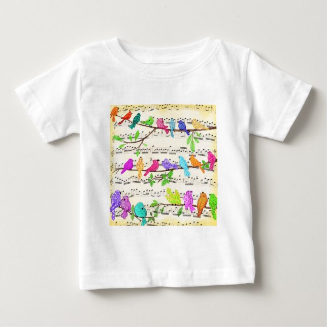 Camiseta Sinfonia Colorida Musical Birds - Música Primavera (Frente)