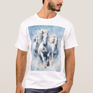 Camiseta Sinfonia de libertação de neve em cavalos brancos: