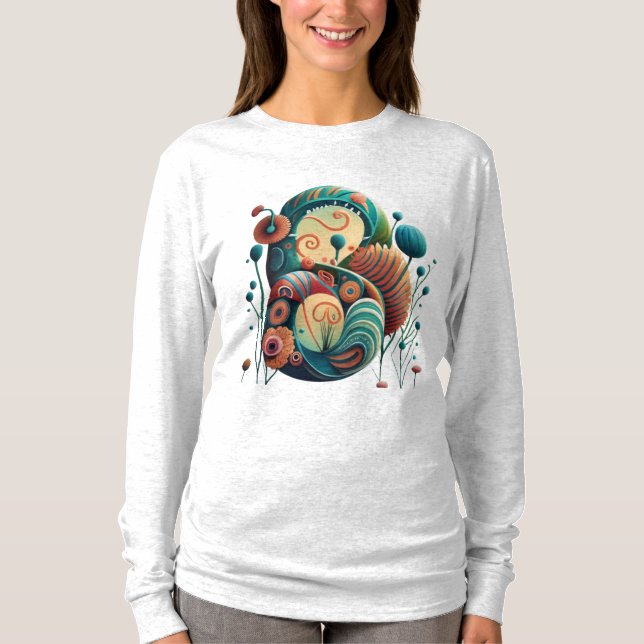 Camiseta Sinfonia de matizes, limites desfocados (Frente)