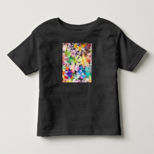 Camiseta Sinfonia Floral de Cores Aquáticas Vibrantes