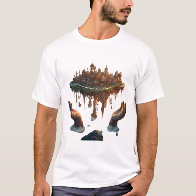 Camiseta Sinfonia 🎹 Sky | Piano Flutuante no Mundo das Nuv (Frente)