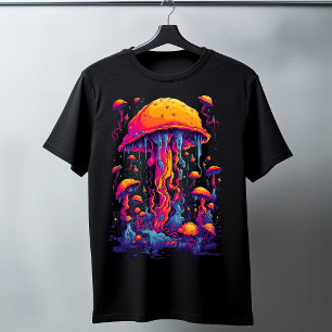 Camiseta Sinfonia Vibrante: Água-viva em Neon Fantástico
