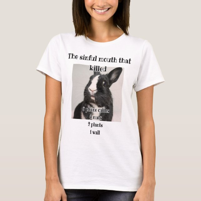 Camiseta sinful mouth that killed Phone cable, wall bunny (Frente)