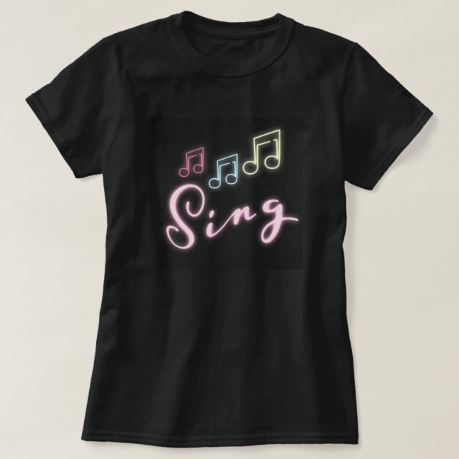 Camiseta SING personalizado com notas de música (Frente do Design)