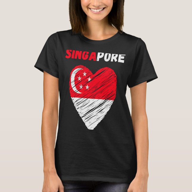 Camiseta Singapore Flag Holiday Singapore Heart Singaporean (Frente)