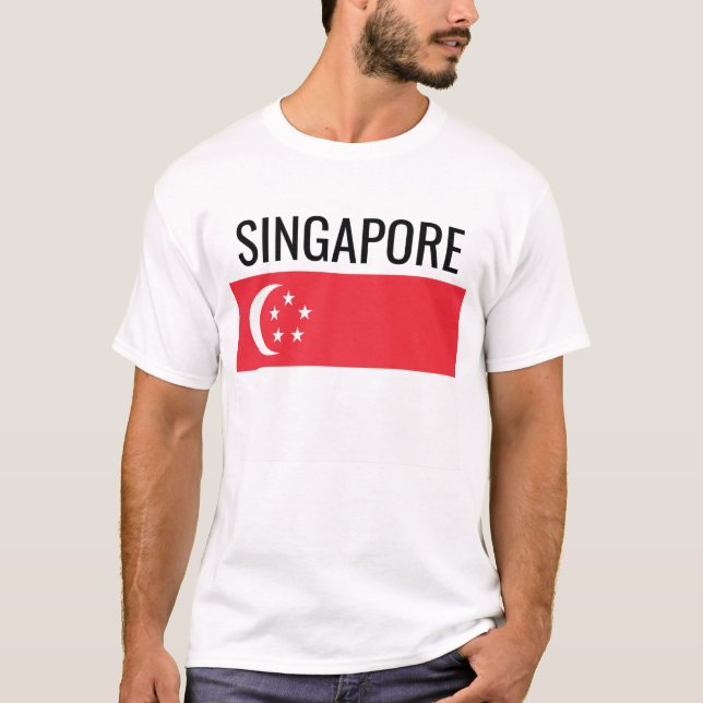 Camiseta Singapura // Bandeira Nacional do País Mundial (Frente)
