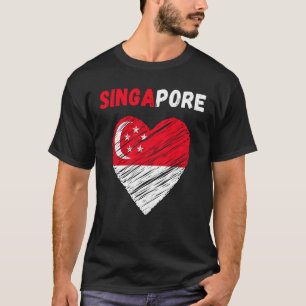 Camiseta Singapura Sinalizador Feriado Singapura Coração Si
