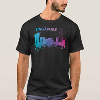 Camiseta Singapura Skyline Watercolor Ásia Souvenir