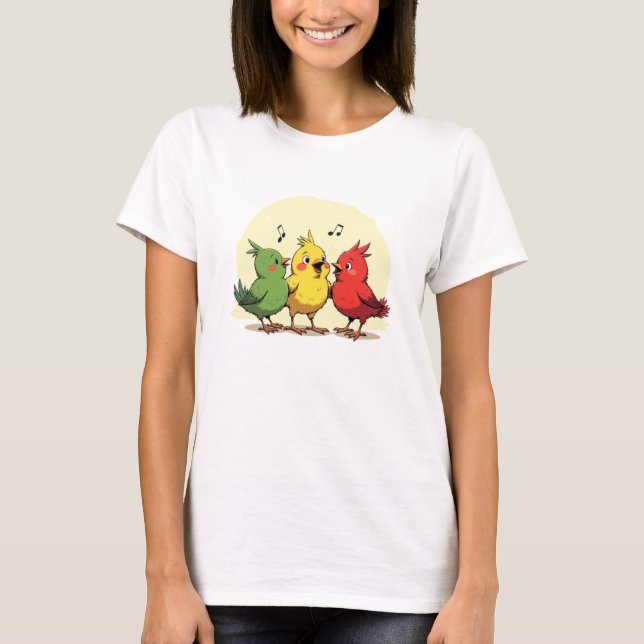 Camiseta Singing Birds – Joyful Art with Reggae Vibes (Frente)