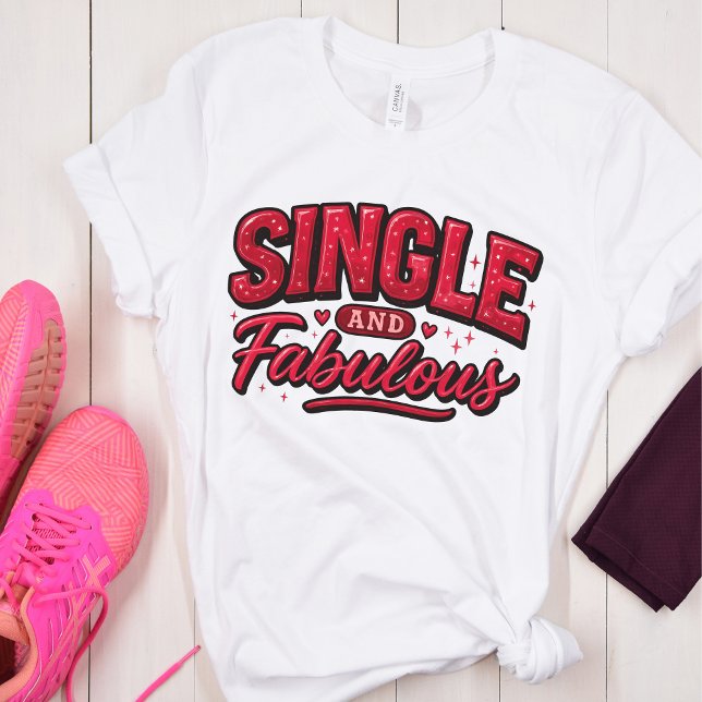 Camiseta Single and Fabulous – Anti Valentine Modern Red (Criador carregado)