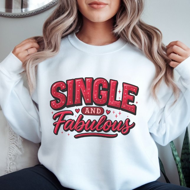 Camiseta Single and Fabulous – Anti Valentine Modern Red  (Criador carregado)