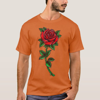 Camiseta Single Red Rose Flower Romantic Love 