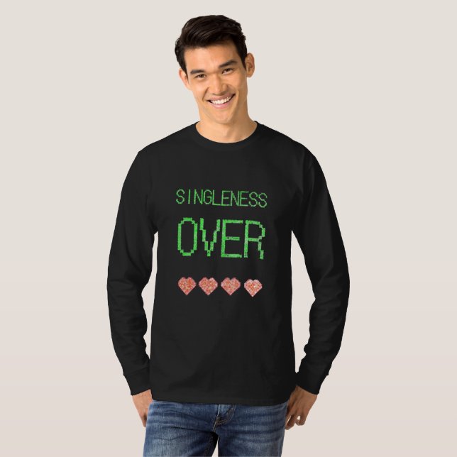 Camiseta Singleness Over Celebration Love Hearts Fun Design (Frente Completa)