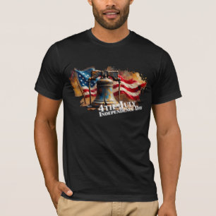 Camiseta Sino da Liberdade Arte para Celebração do Dia 4 de