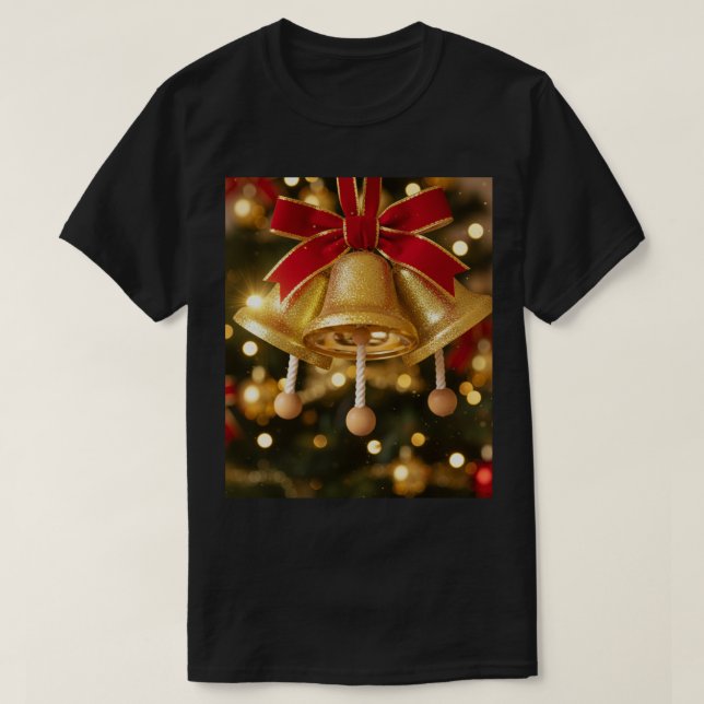 Camiseta Sinos de Natal Dourados (Frente do Design)