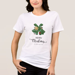 Camiseta Sinos de Natal Festivos com Pinheiro e Frutas