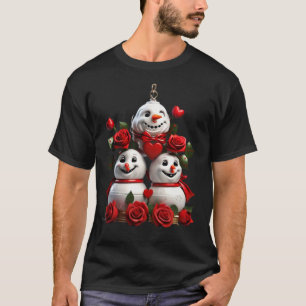Camiseta Sinos de Natal Realistas .Rosas vermelhas Festivas