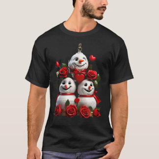 Camiseta Sinos de Natal Realistas .Rosas vermelhas Festivas