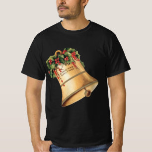 Camiseta Sinos Dourados de Natal Antigo, Saudações de Fim d