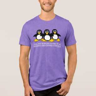Camiseta Sinta A Ponta De Queima Da Camisa-T De Pinguins