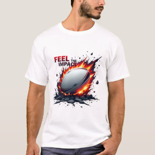 Camiseta Sinta o Impacto – Gráfico de Bola de Rugby Explosi