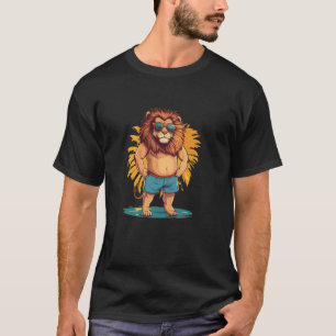 Camiseta Sinta o Verão com este Leão de Praia no Tronco de