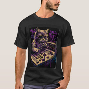 Camiseta Sintetizador do Cat Synthesizer Analógico Sinaliza