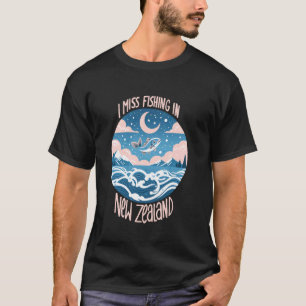Camiseta Sinto falta de pescar na Nova Zelândia