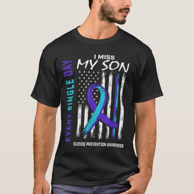 Camiseta Sinto falta do meu filho na prevenção de suicídio  (Frente)