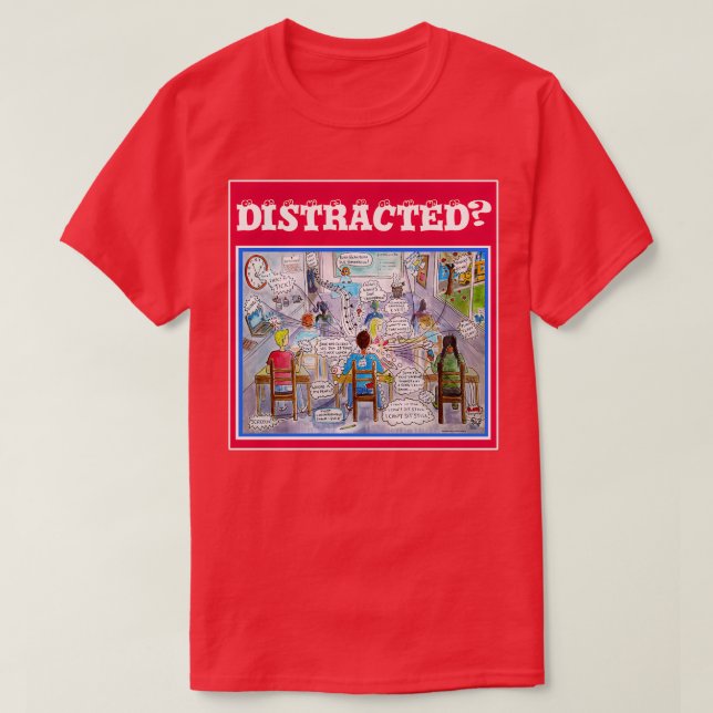 Camiseta Sintomas ADHD ilustram o que uma sala de aula sent (Frente do Design)